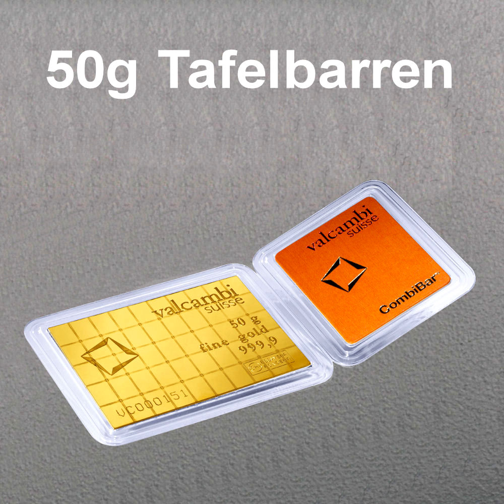 Goldtafel VALCAMBI (50x 1g Au) "CombiBar" - Detailansicht 4