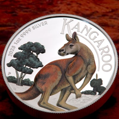 Silbermünze 1oz "Känguru" 2023 (PP/HR/koloriert) (Australien) - Miniaturansicht 5