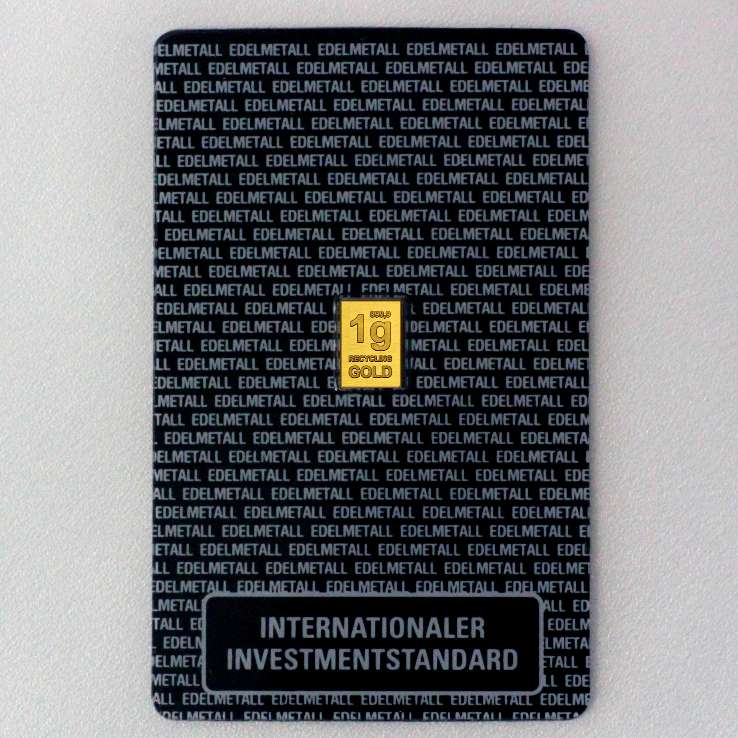 Recycling-Goldbarren 1g Au Investmentblister - Hauptansicht