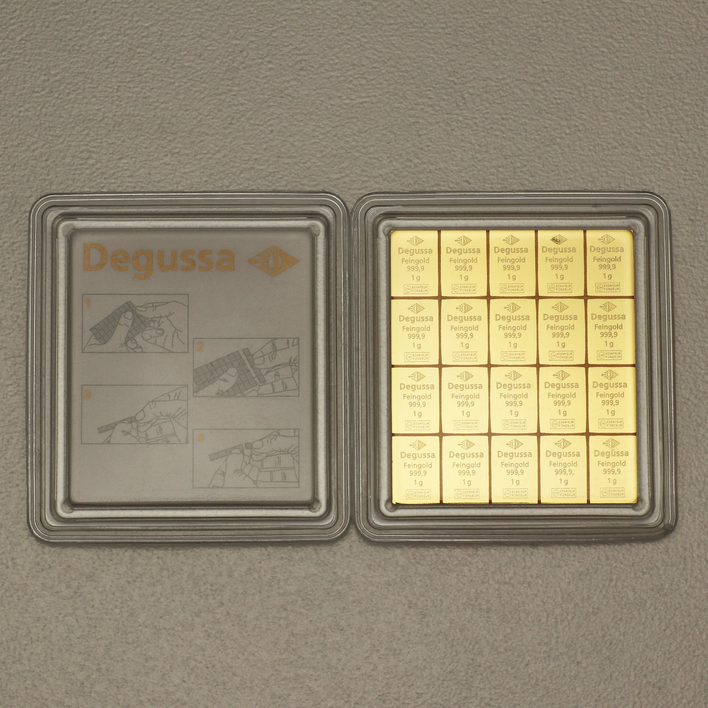 Goldtafel DEGUSSA (20x 1g Au) "CombiBar" - Detailansicht 1