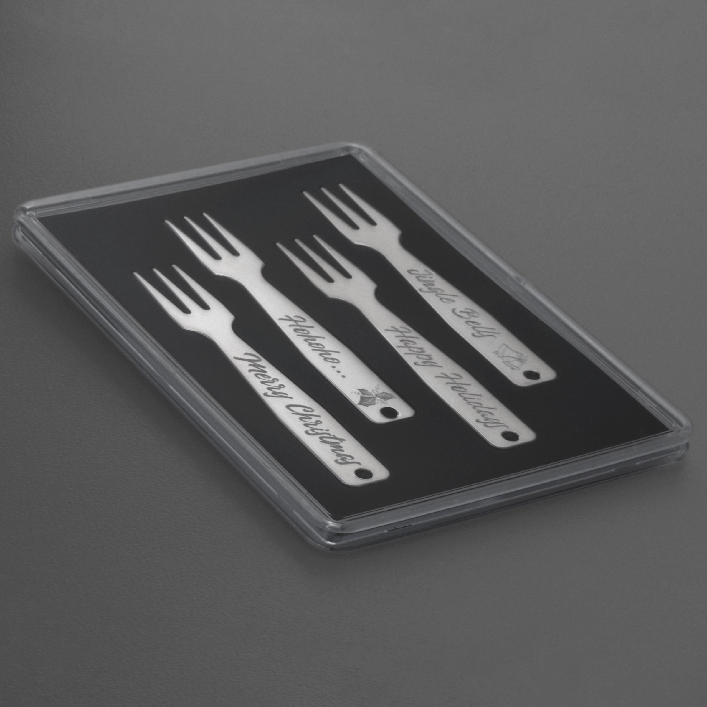 Gourmet-Gabel 4er-Set "Weihnachten" 925er Ag - Detailansicht 2
