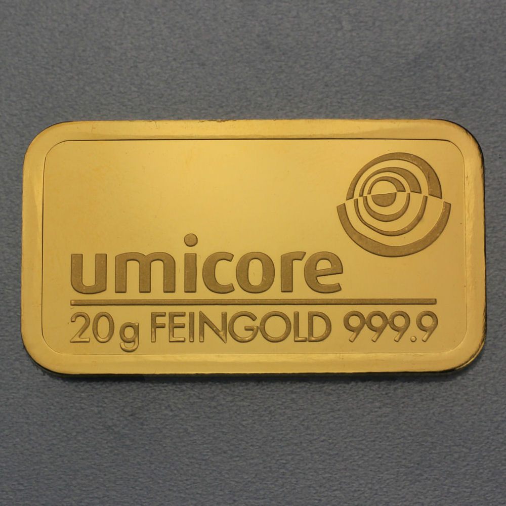 Goldbarren 20g UMICORE Resale - Hauptansicht