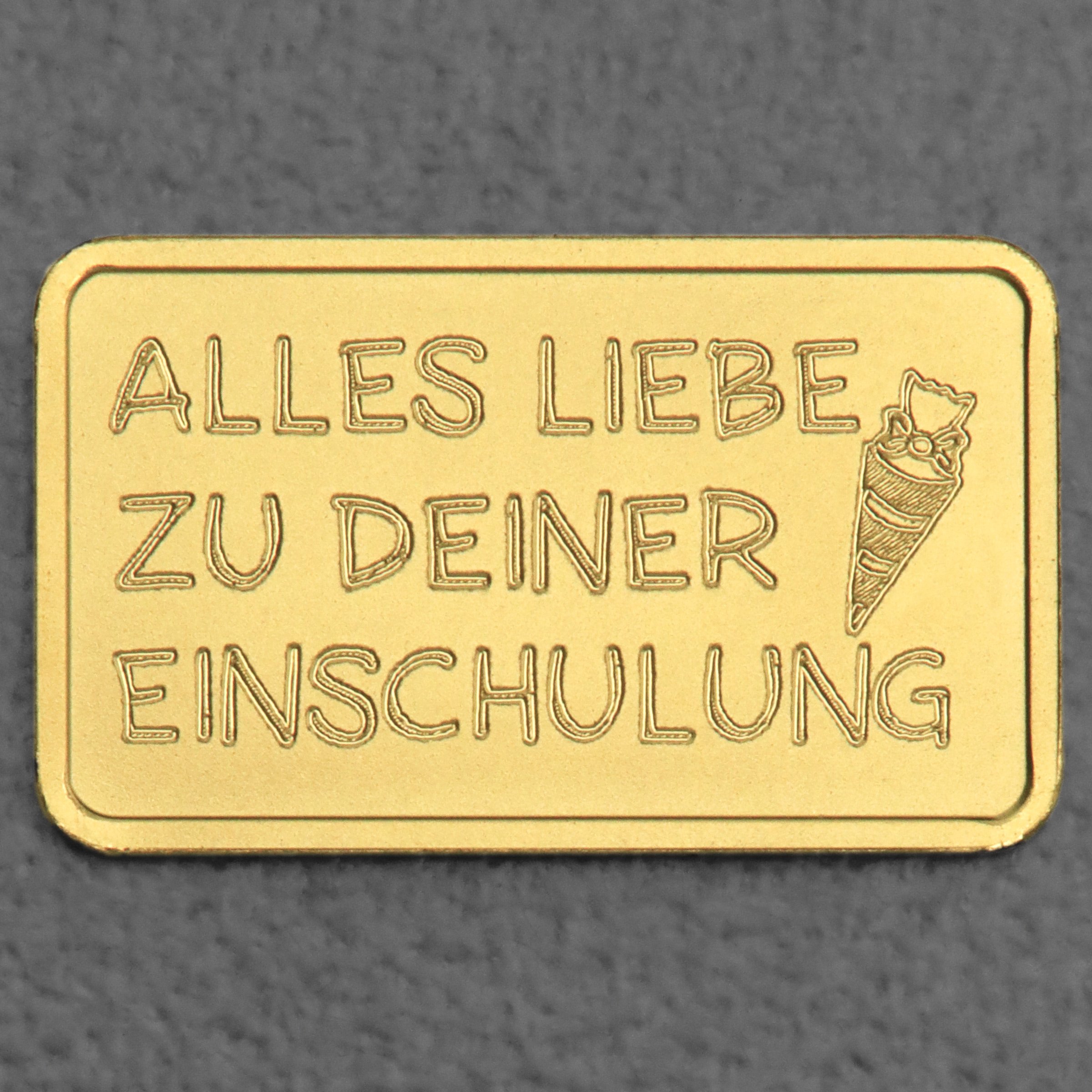 Goldbarren 2,5g Gravur "Einschulung" - Hauptansicht