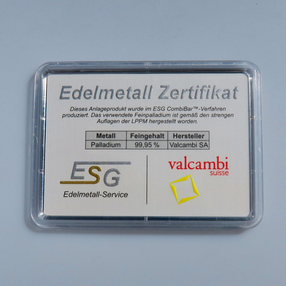 Palladiumbarren 1g "Pd International" (Motivbox) - Detailansicht 4