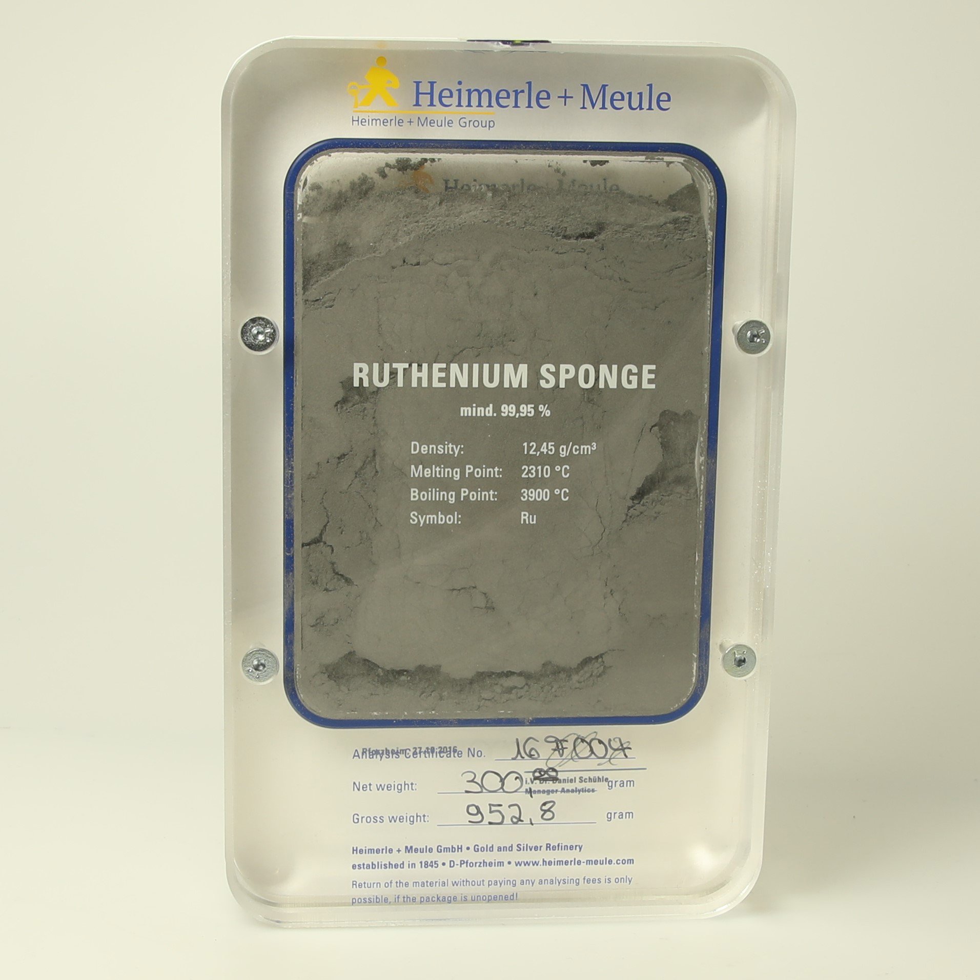 Anlage-Ruthenium 300g (999 Rt), pulverförmig - Hauptansicht