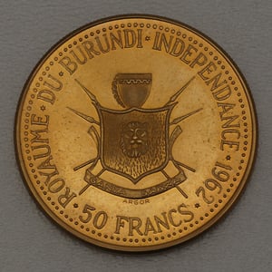 Goldmünze 50 Francs "Unabhängigkeit" 1962 (Burundi) - Miniaturansicht 2