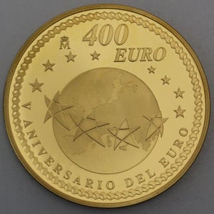 Goldmünze 400 Euro "5 Jahre Euro" 2007 (Spanien) - Miniaturansicht 1