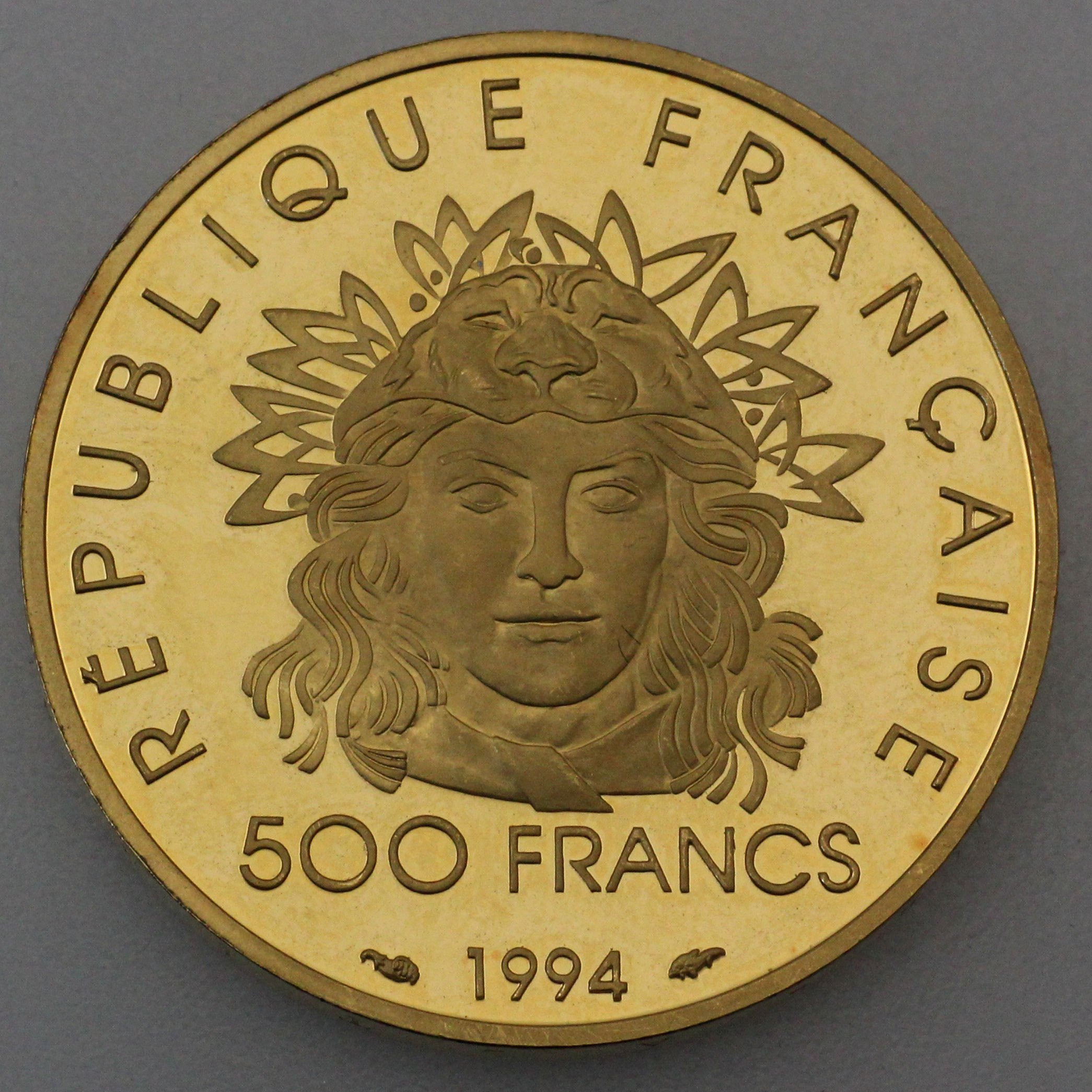 Goldmünze 500 Francs "Olympiade" 1994 (Frankreich) - Detailansicht 1