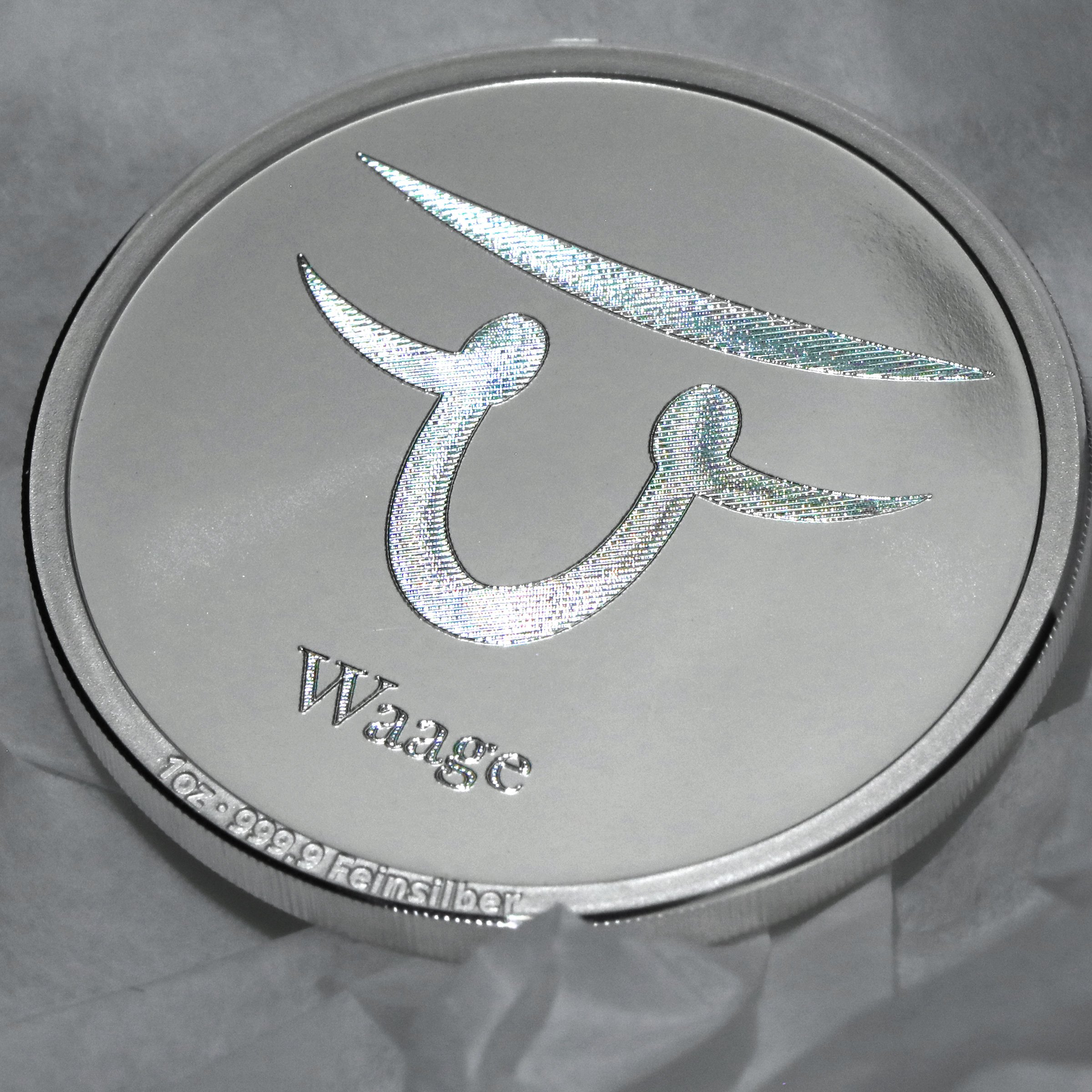 Silbermedaille 1oz "Sternzeichen Waage" Gravurmedaille - Detailansicht 5