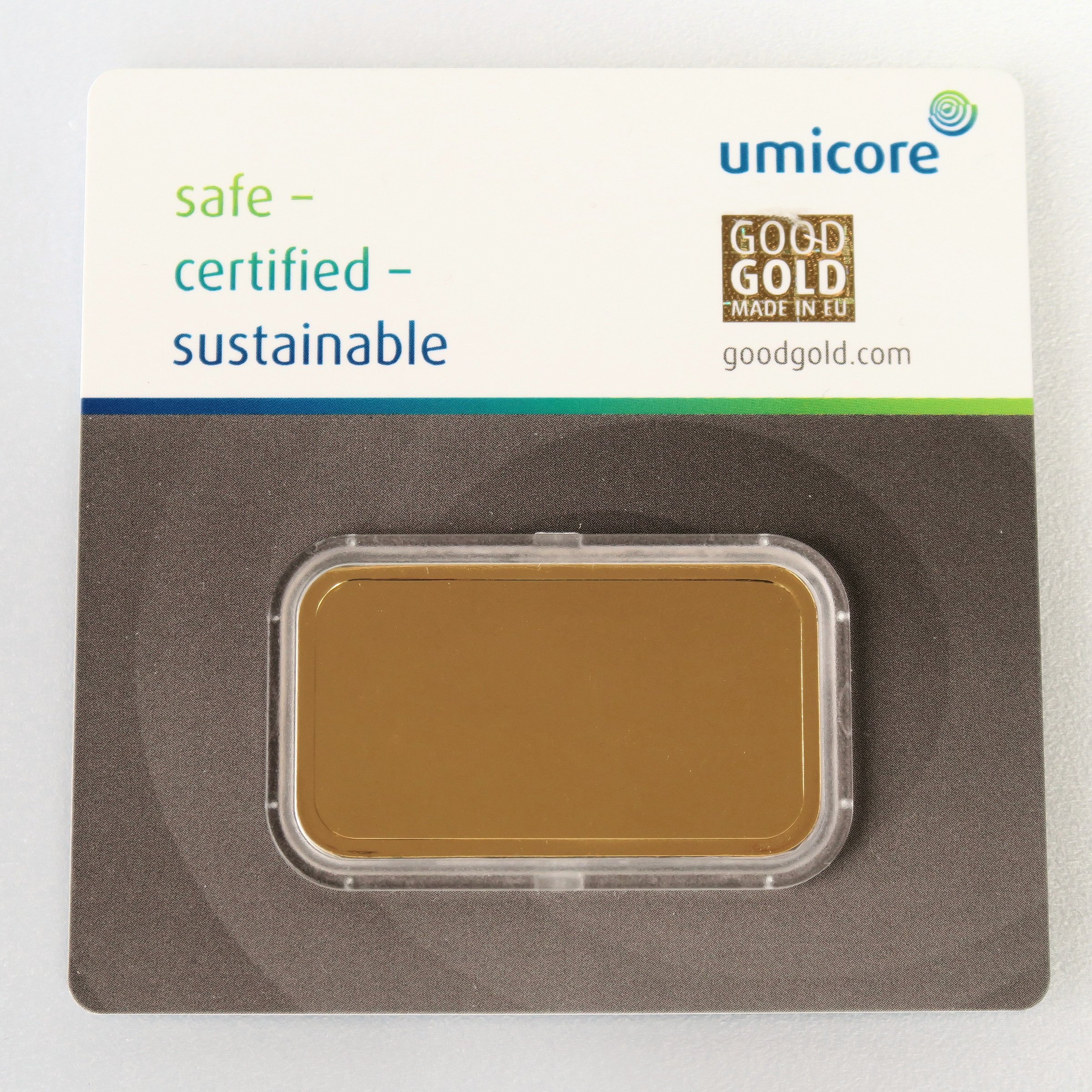 Goldbarren 50g UMICORE/Blister m. Zertifikat - Detailansicht 1