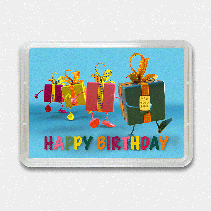 Goldbarren 0,5g "Geschenke/Happy Birthday" (Flip) - Hauptansicht