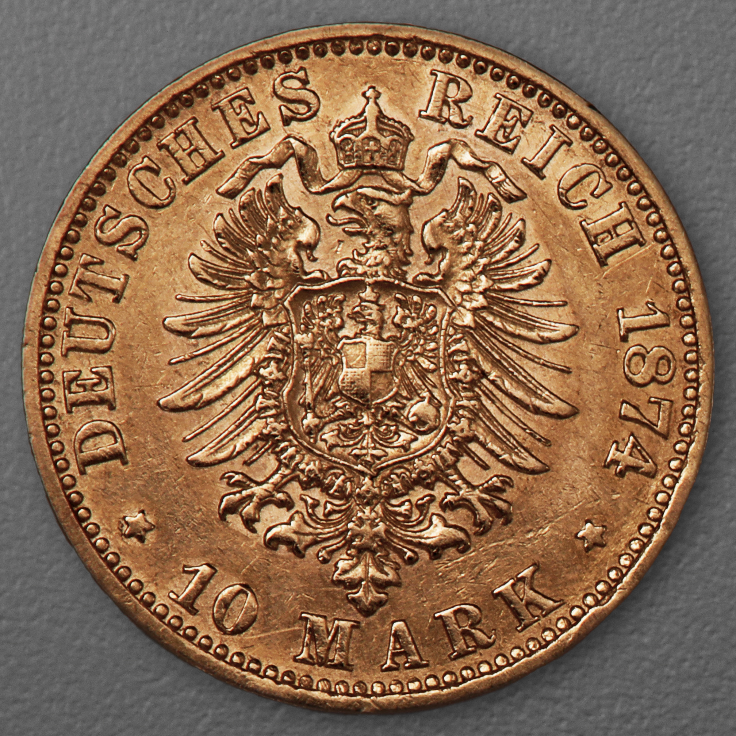 Goldmünze 10 Mark "Wilhelm I." 1874-B J.245 (Preußen) - Detailansicht 1