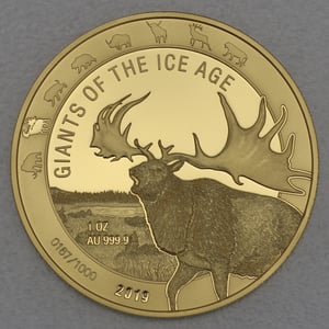 Goldmünze 1oz "Riesenhirsch" 2019 Giants of Ice Age (Ghana) - Hauptansicht