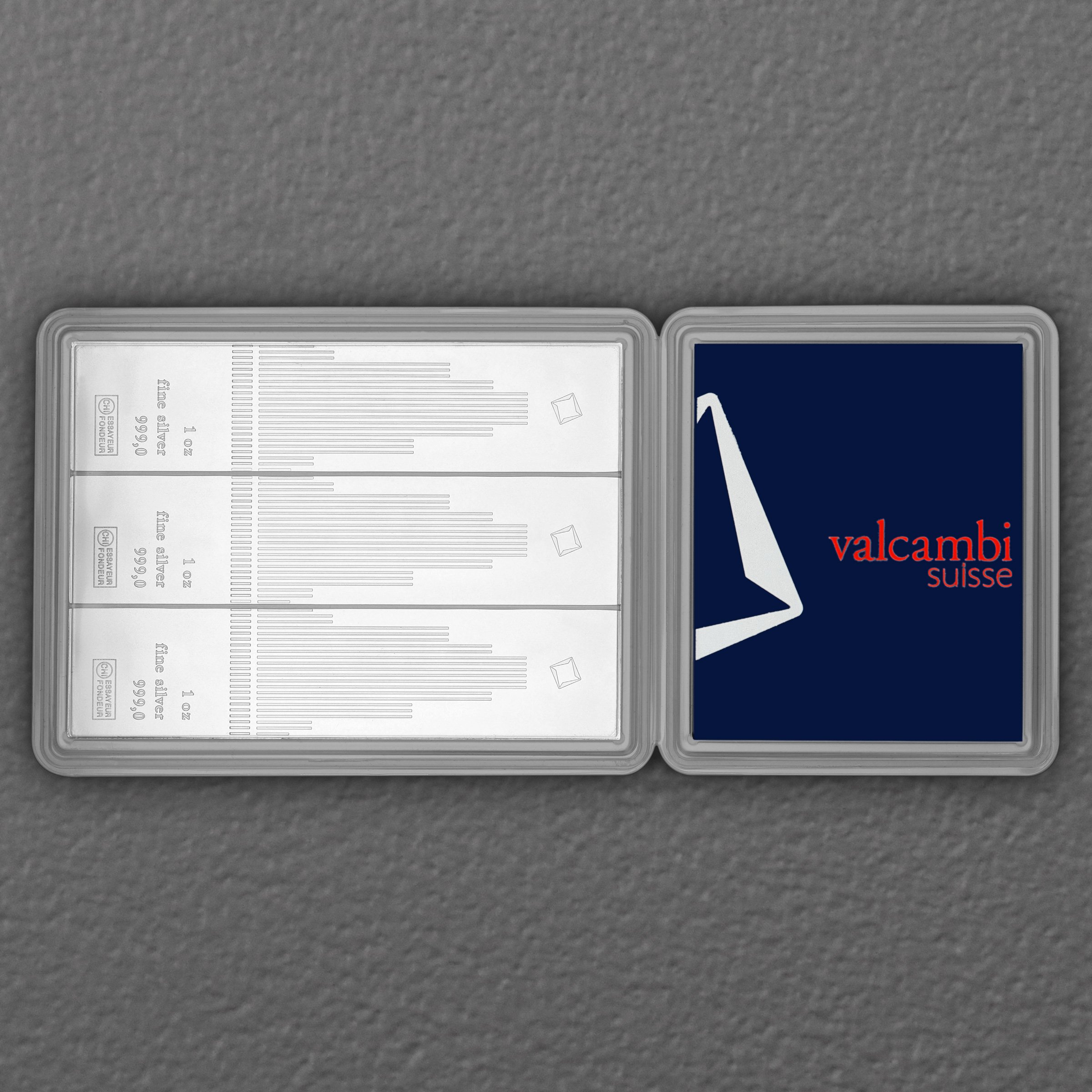Silbertafel 3 x 1oz VALCAMBI "Skyline" CombiBar - Detailansicht 2