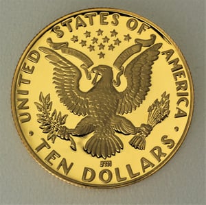 Goldmünze 10 Dollar "Los Angeles Olympiade" 1984 Fackelläufer - PP (USA) - Miniaturansicht 2