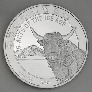Silbermünze 1kg "Auerochse" 2021 Giants of Ice Age (Ghana) - Hauptansicht