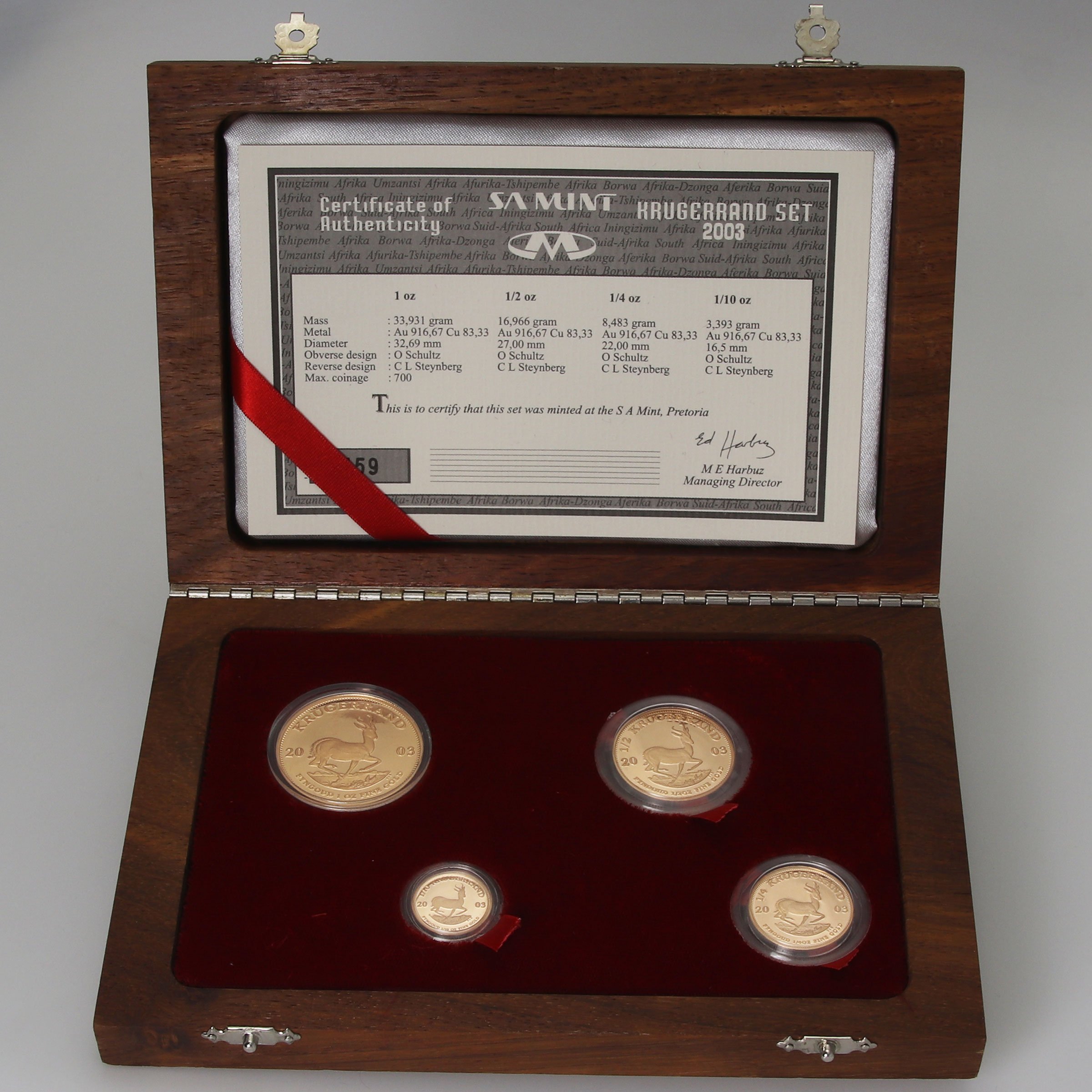 Goldmünzen 4 x "Krügerrand" 2003 (PP) Prestige Set – 4-teilig (Südafrika) - Detailansicht 2