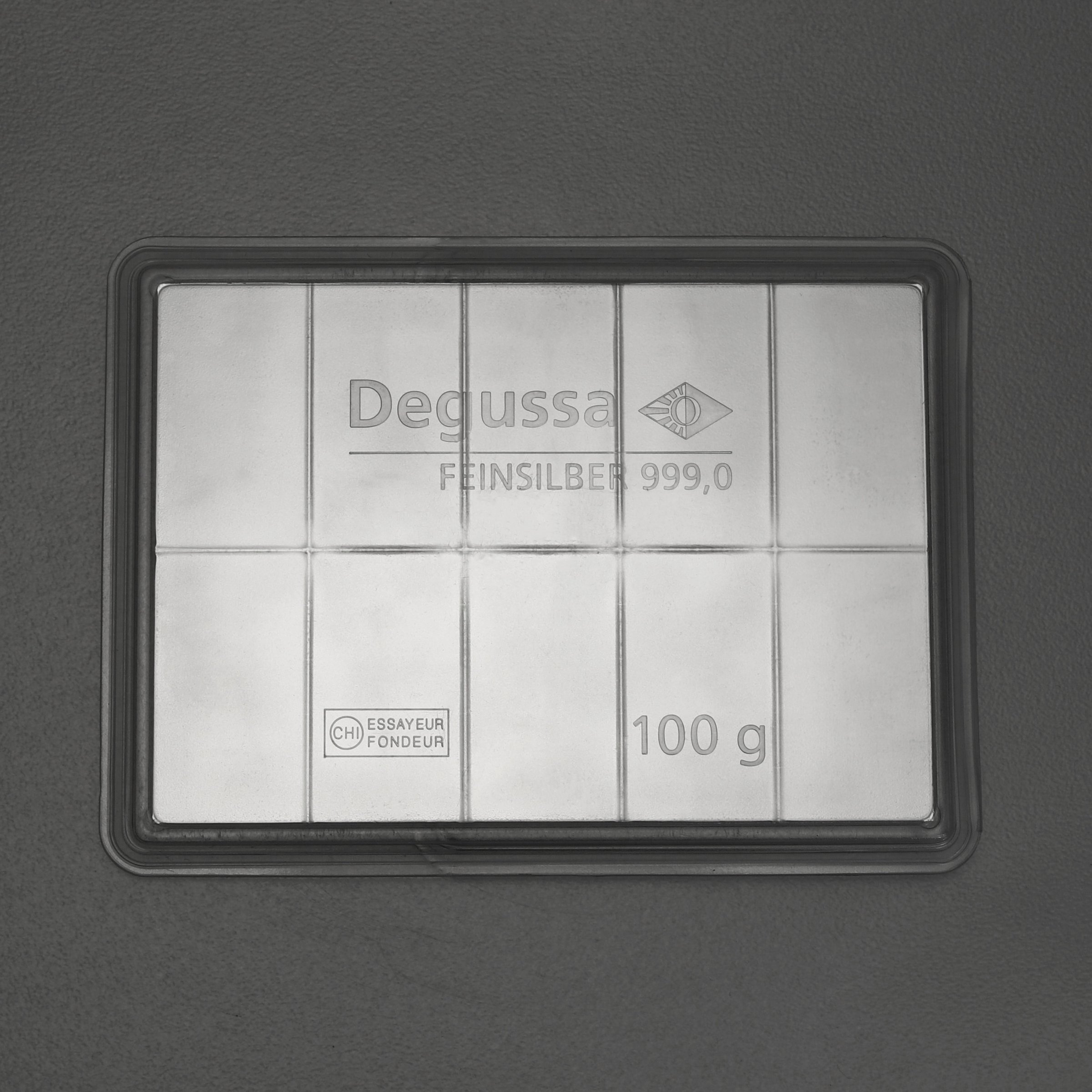 Silbertafel DEGUSSA (10x 10g Ag) "CombiBar" - Detailansicht 1