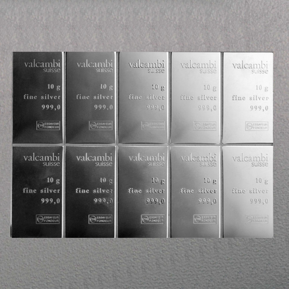 Silbertafel VALCAMBI (10x 10g Ag) "CombiBar" - Detailansicht 1