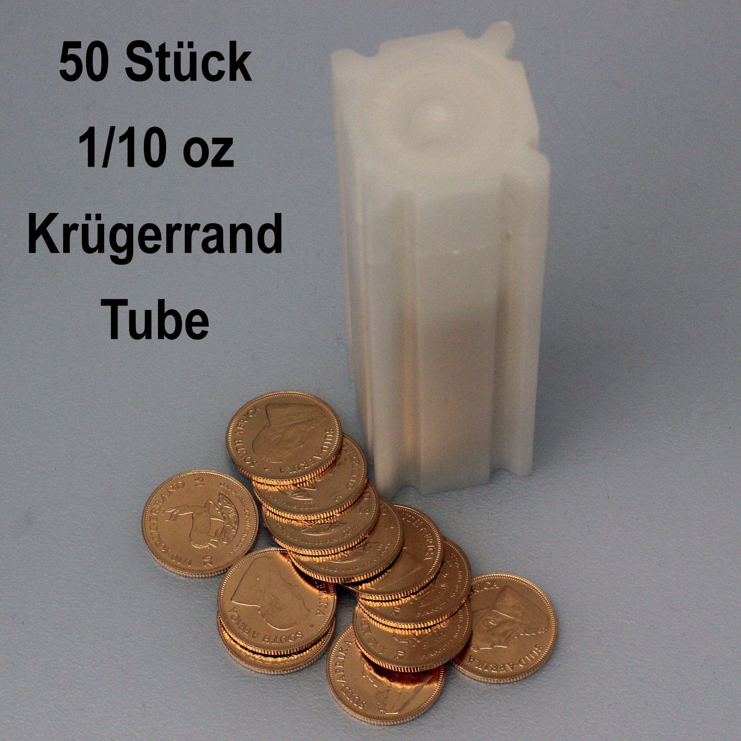 Goldmünze 50 x 1/10oz "Krügerrand" aktueller Jahrgang Tube (Südafrika) - Detailansicht 1