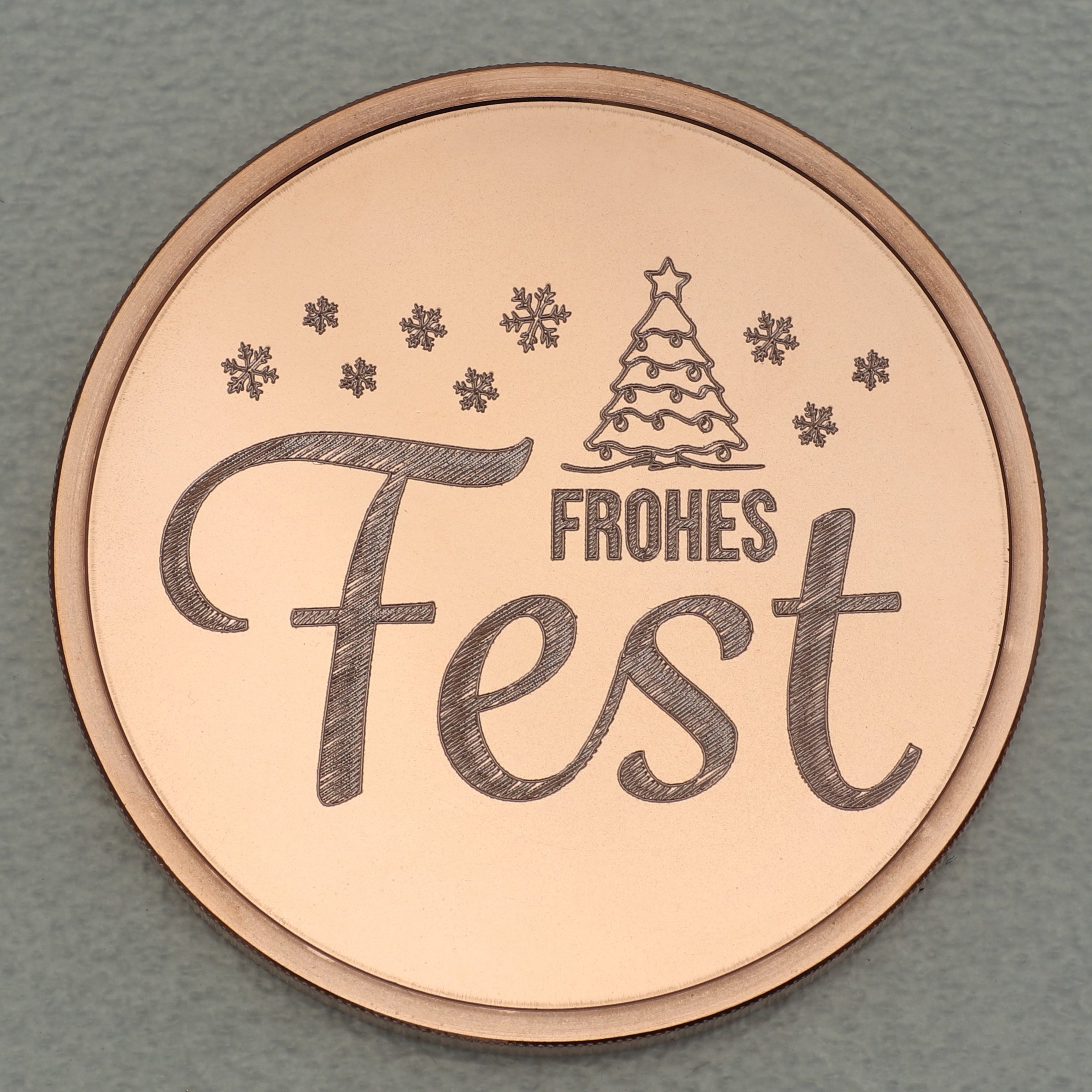Kupfermedaille "Frohes Fest" Gravurmedaille - Hauptansicht