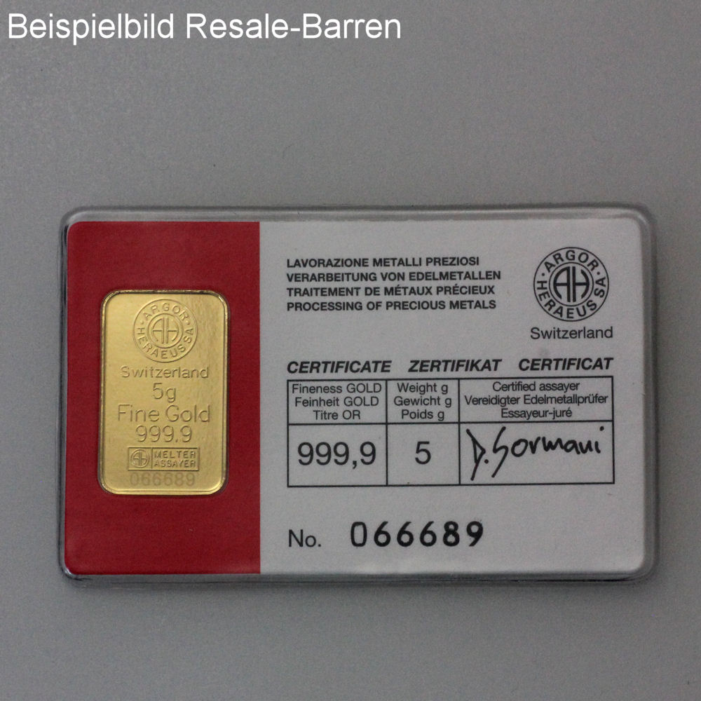 Goldbarren 5g "Resale" (div. Hersteller) - Detailansicht 5