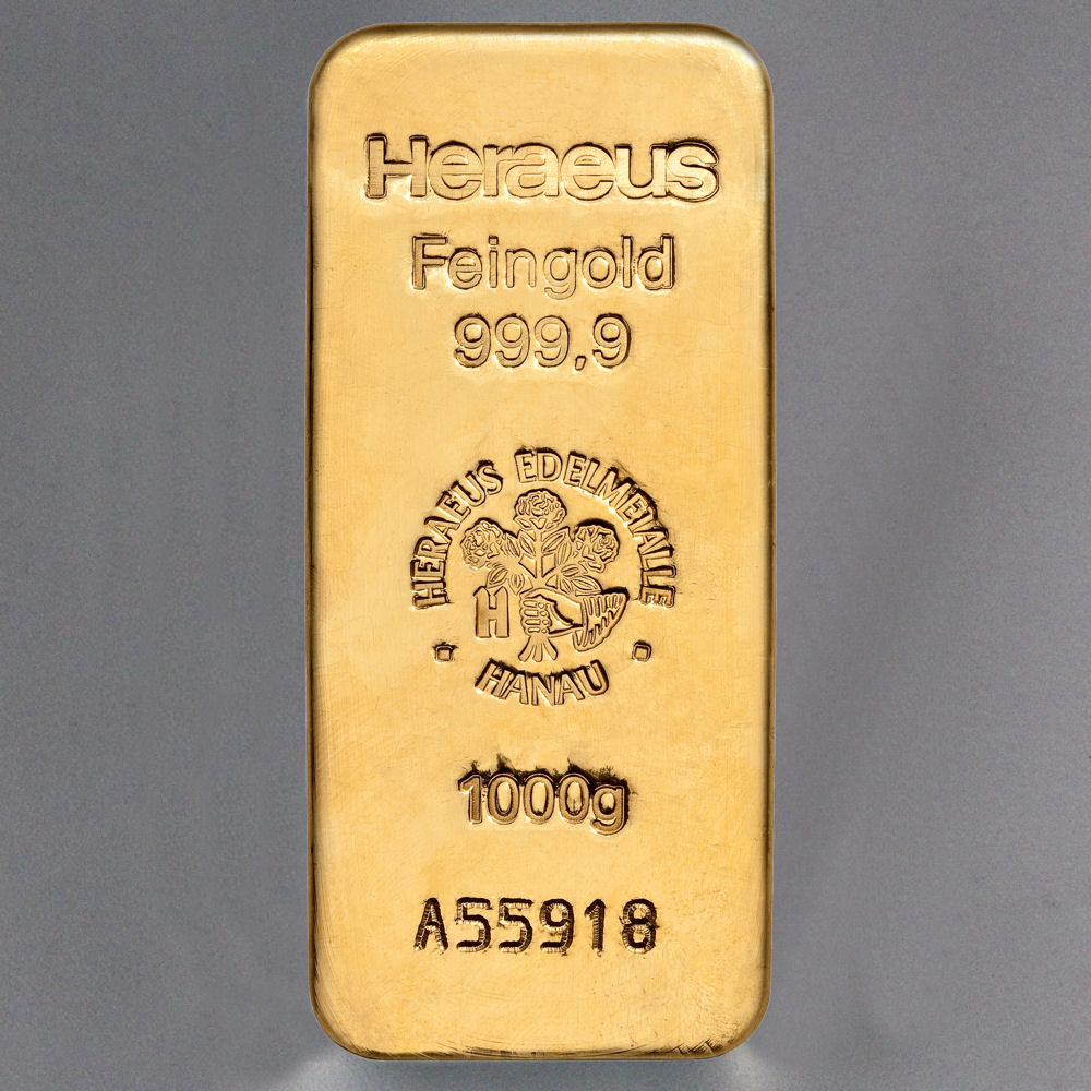 Goldbarren 1000g HERAEUS gegossen - Hauptansicht