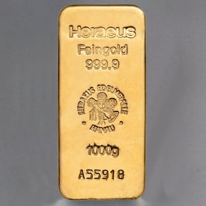 Goldbarren 1000g HERAEUS gegossen - Hauptansicht