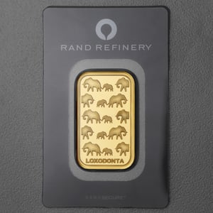 Goldbarren 1oz Rand Refinery "Elefanten-Motiv" - Hauptansicht