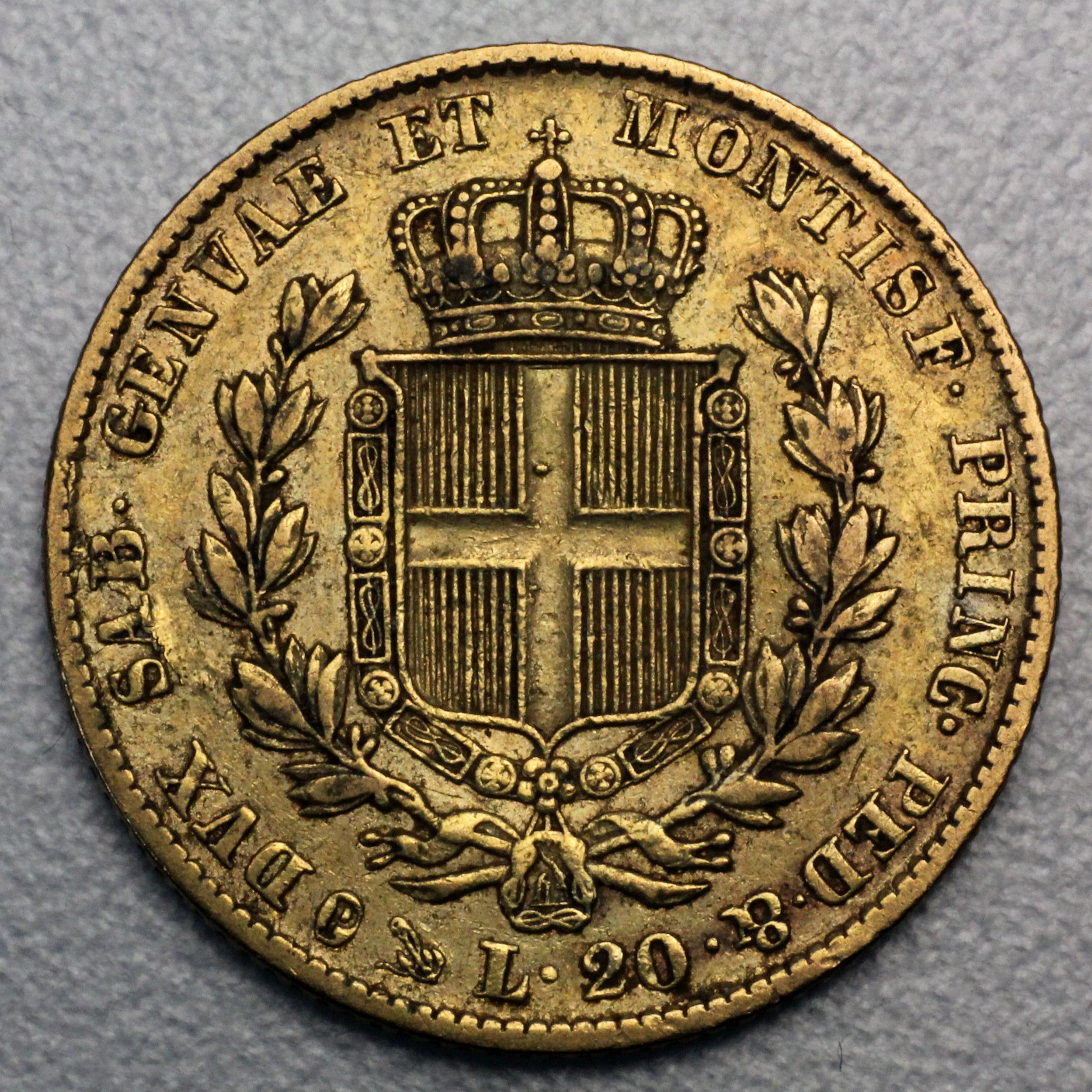 Goldmünze 20 Lire "Karl Albert-Sardinien" (Italien) - Detailansicht 1