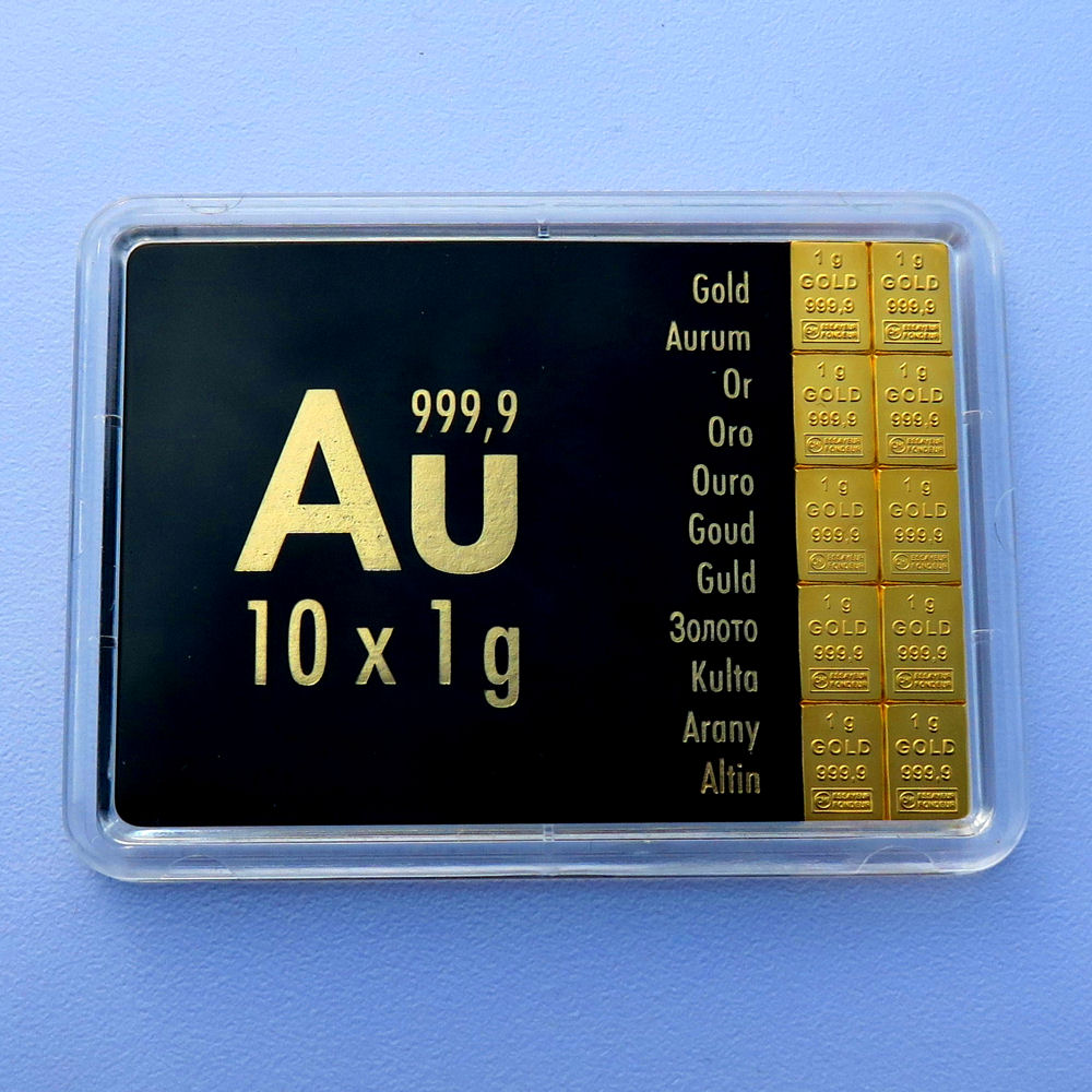 Goldtafel 10 x 1g "Au International" (Motivbox) - Hauptansicht
