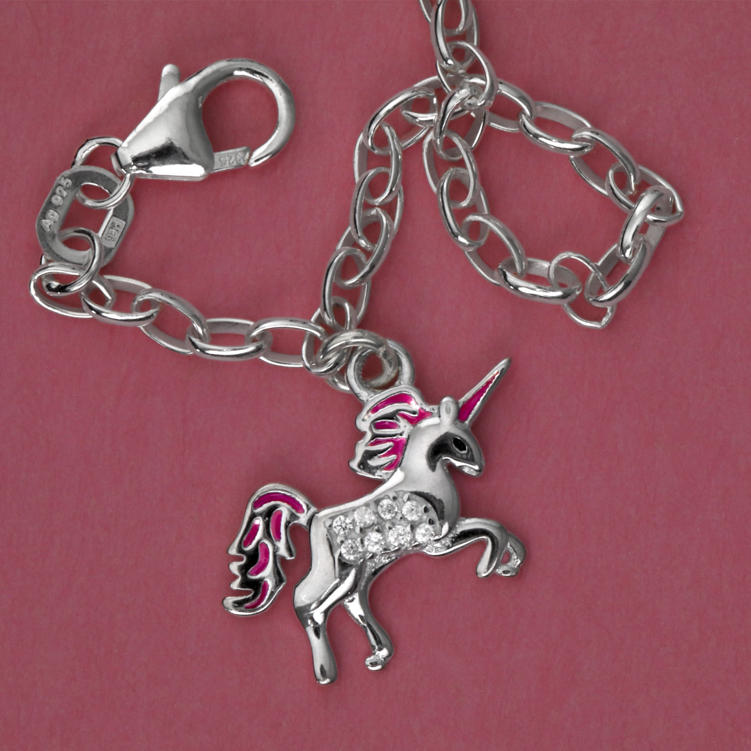 Silber-Fußkette 925er "Einhorn mit Zirkonia" (Sterling) - Detailansicht 3