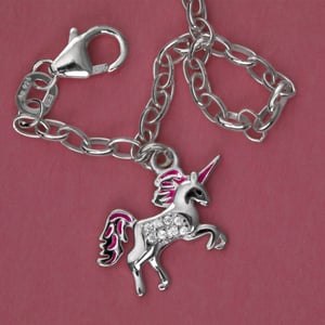 Silber-Fußkette 925er "Einhorn mit Zirkonia" (Sterling) - Miniaturansicht 4