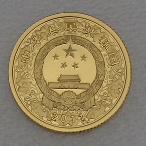 Goldmünze 1/10oz "Hase" 2011 koloriert Lunar (China) - Miniaturansicht 2