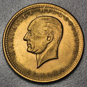 Goldmünze 100 Piaster "Atatürk/Inonu" (Türkei) - Hauptansicht