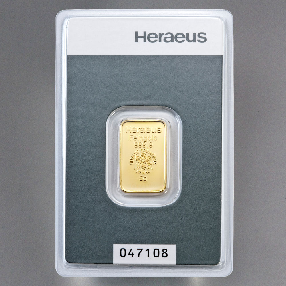 Goldbarren 5g HERAEUS geprägt - Detailansicht 1