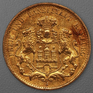 Goldmünze 20 Mark "Stadtwappen Hamburg" 1883-J J.210 (Hamburg) - Hauptansicht