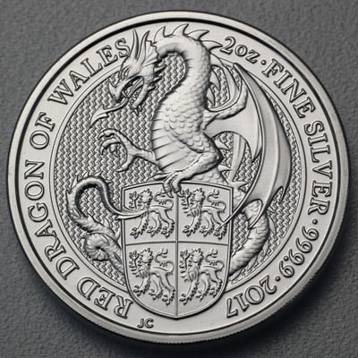 Silbermünze 2oz "Red Dragon of Wales" 2017 The Queen s Beasts (Großbritannien) - Miniaturansicht 1