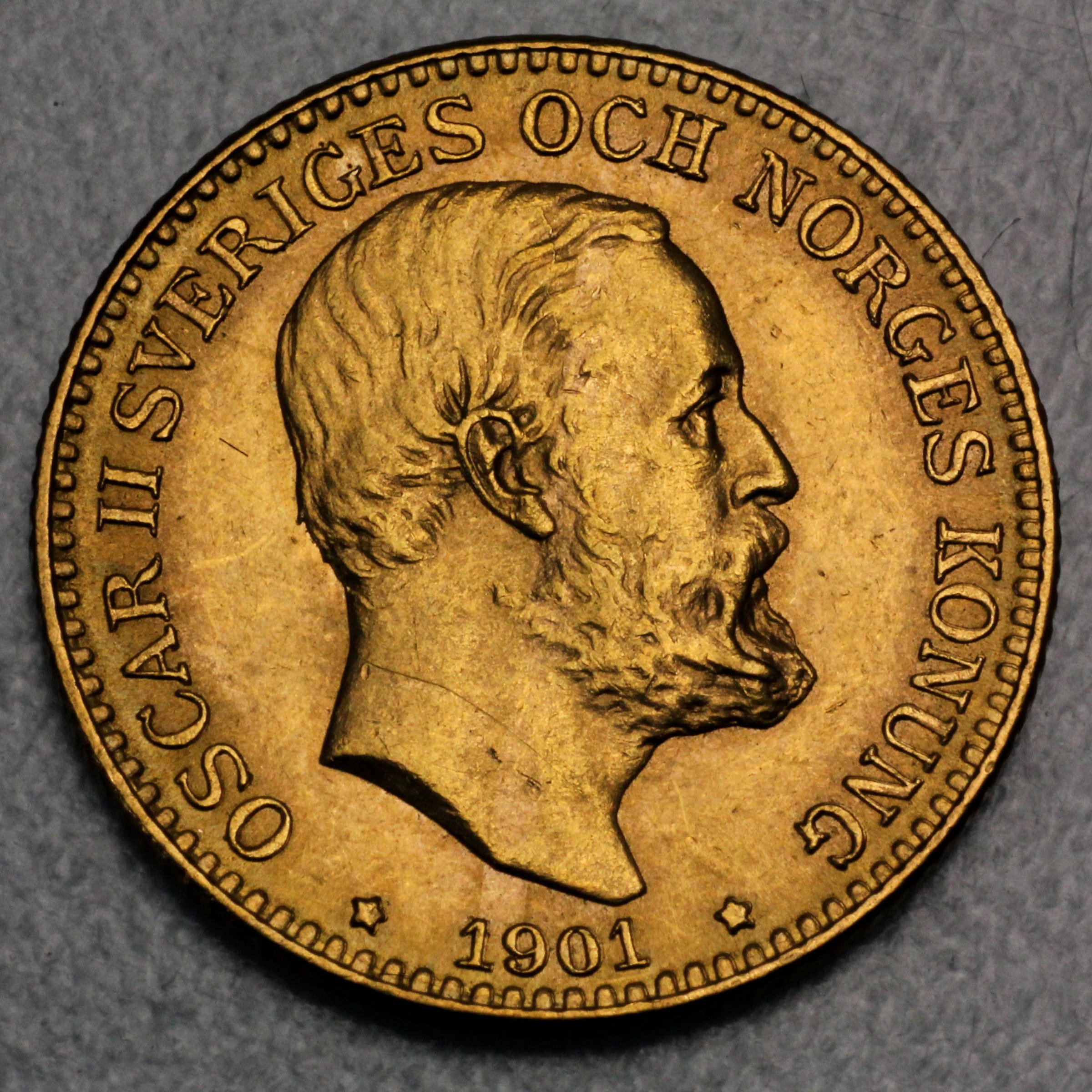 Goldmünze 10 Kronor "Oscar II" (Schweden) - Detailansicht 4