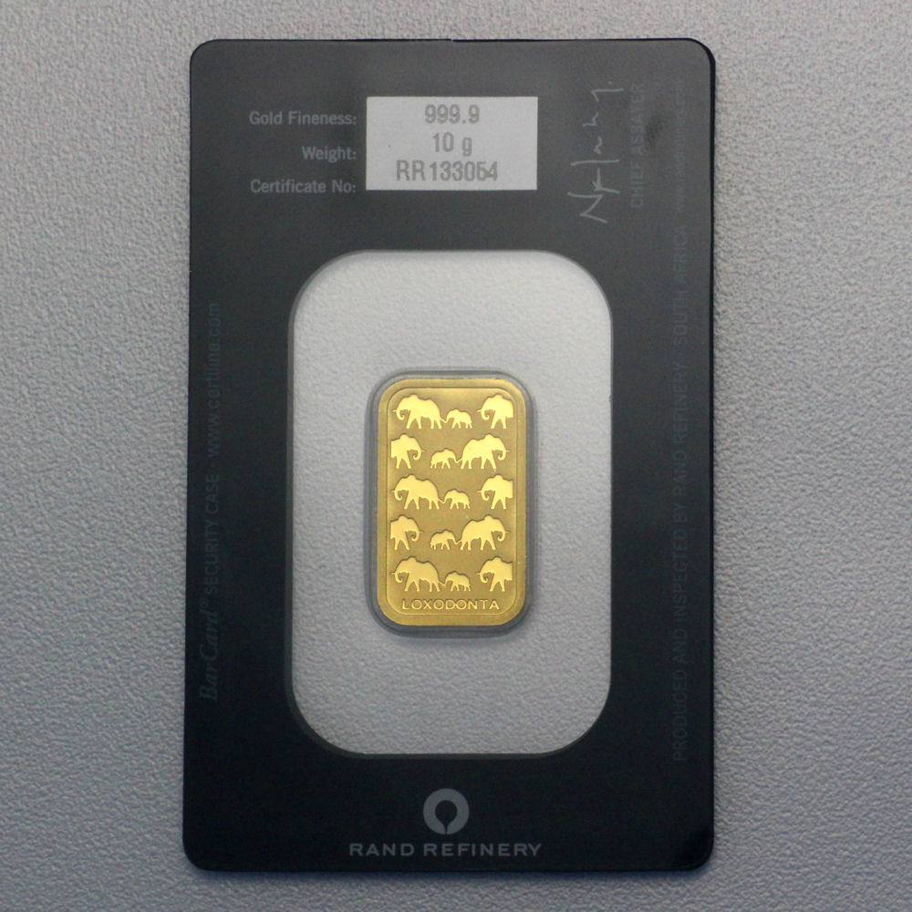 Goldbarren 10g Rand Refinery "Elefanten-Motiv" - Detailansicht 1