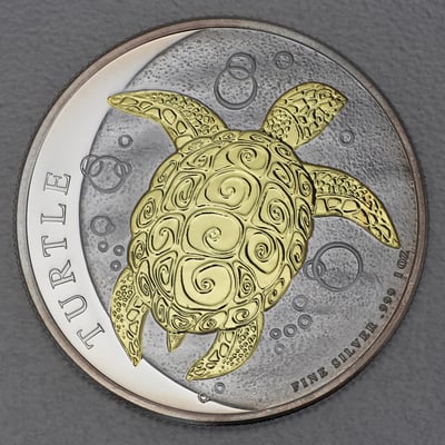 Silbermünze 1oz "Schildkröte" 2017 (vergoldet) (Niue) - Miniaturansicht 1