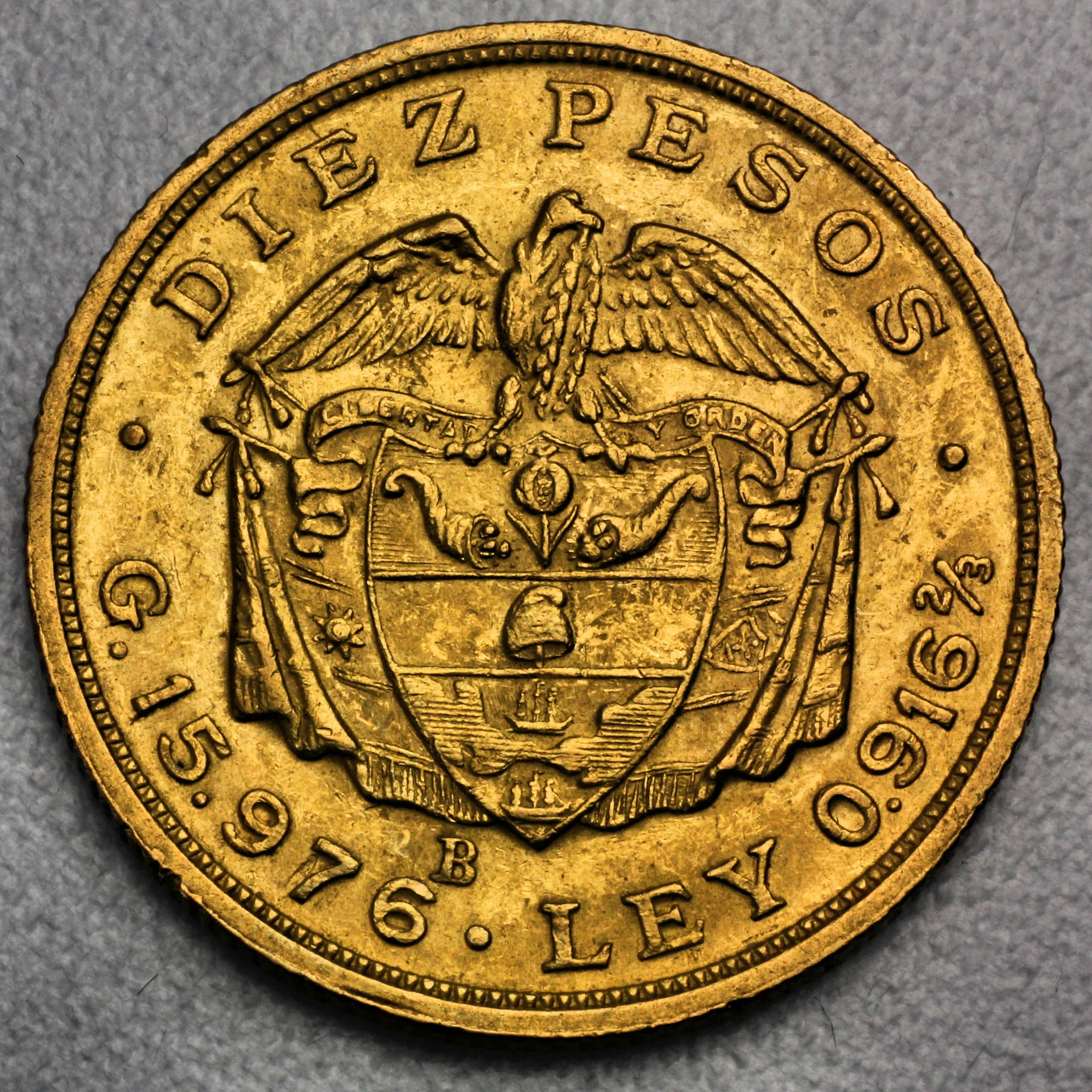 Goldmünze "10 Pesos" (Kolumbien) - Detailansicht 1