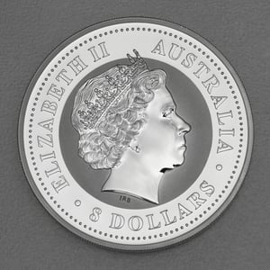 Silbermünze 5oz "Hahn" 2005 (koloriert/vergoldet) Lunar I – Year of the Rooster (Australien) - Miniaturansicht 2