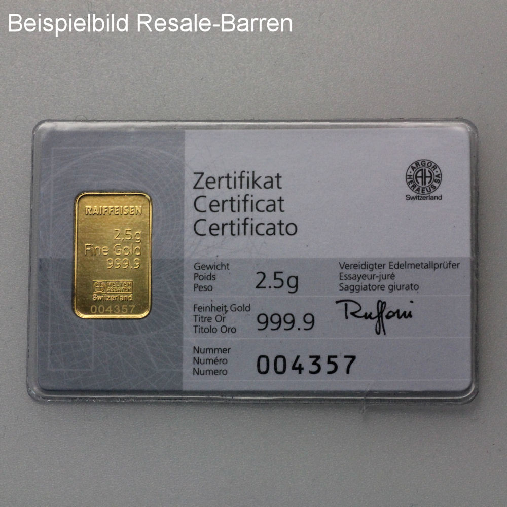 Goldbarren 2,5g "Resale" (div. Hersteller) - Detailansicht 3