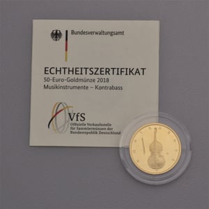 Goldmünze 50 Euro "Kontrabass" 2018 Musikinstrumente (Deutschland) - Miniaturansicht 3