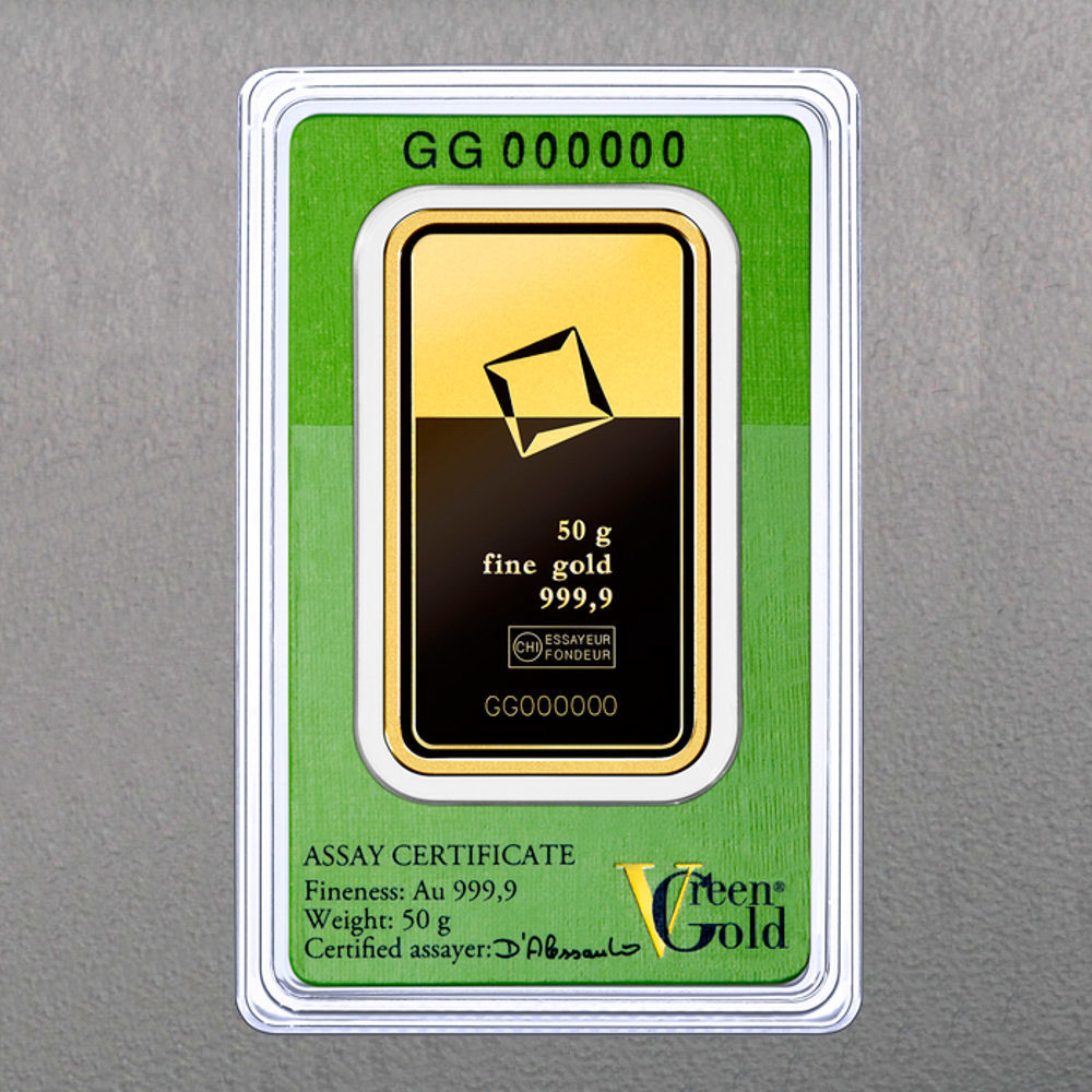 Goldbarren 50g "Green Gold" VALCAMBI (999,9 Au) - Hauptansicht