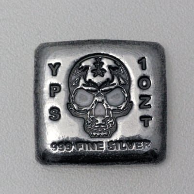 Silber 3-D Barren "Totenkopf-Barren" 1oz, gegossen - Miniaturansicht 1