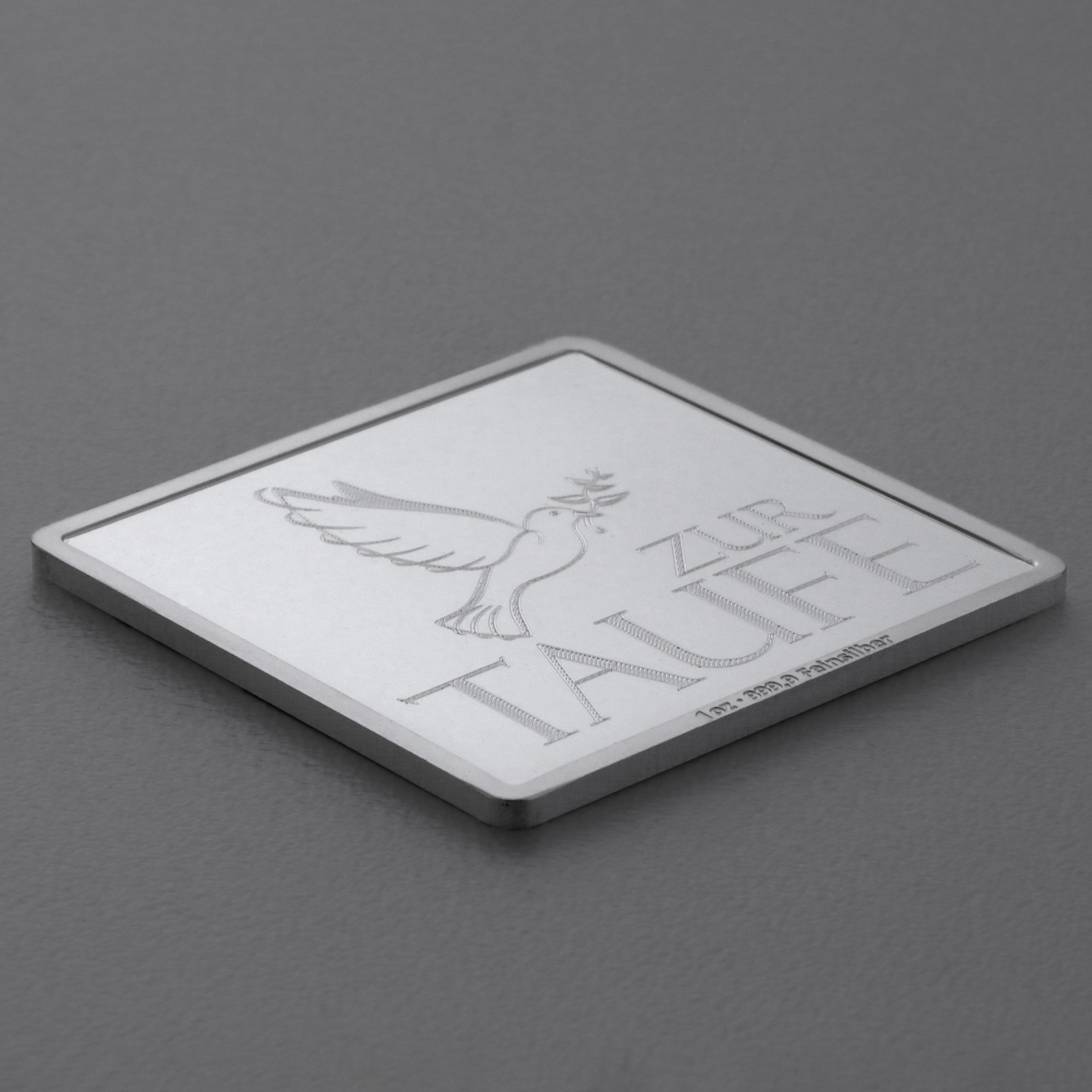 Silberbarren 1oz "Zur Taufe" Gravurbarren quadratisch - Detailansicht 2
