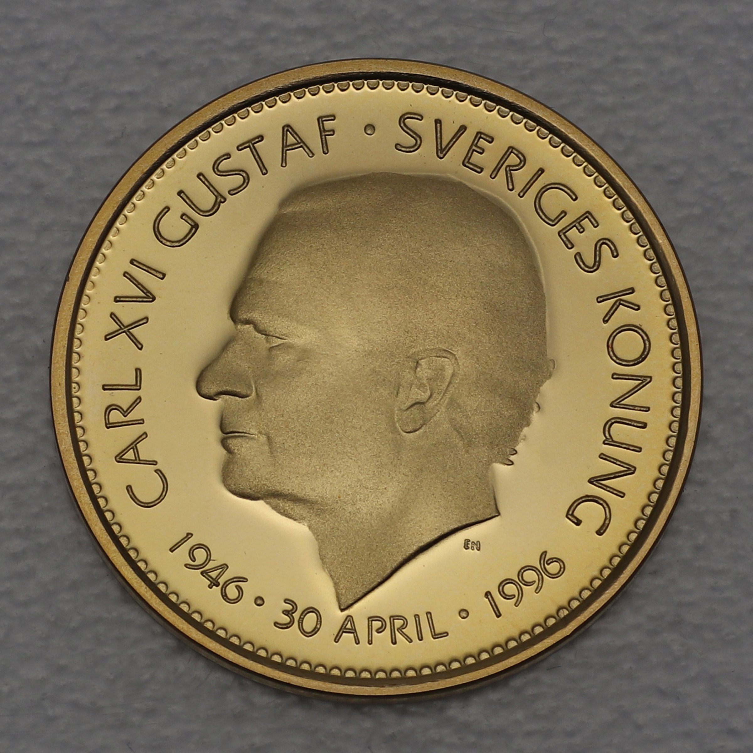 Goldmünze 1000 Kronor "Carl XVI Gustav" 1996 50. Geburtstag (Schweden) - Hauptansicht