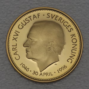 Goldmünze 1000 Kronor "Carl XVI Gustav" 1996 50. Geburtstag (Schweden) - Miniaturansicht 1